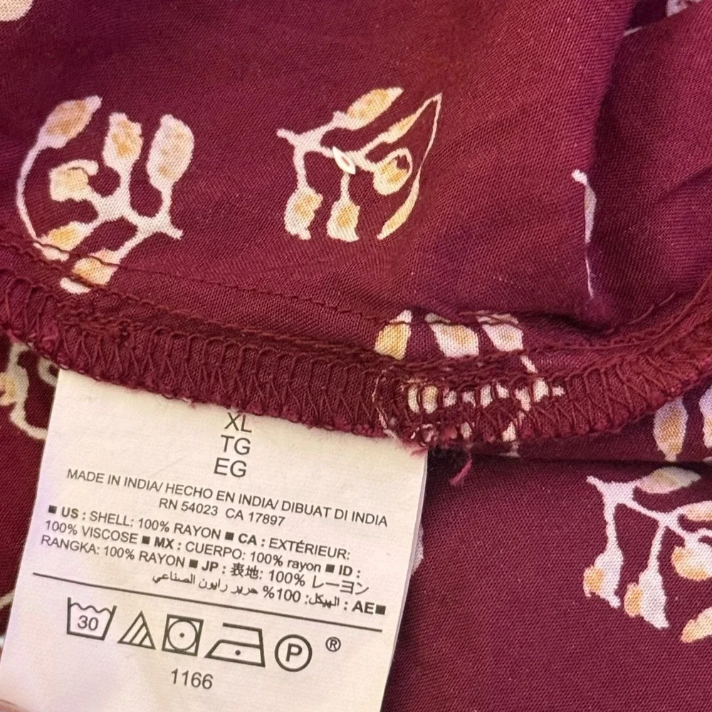Old‎ Navy Womens XL Short Tunic Dress Floral Print Maroon Casual BOHO Festival